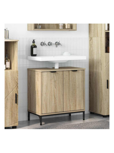 Sonata H Шкаф за мивка в баня с врата дъб сонома 60.5 x 33.5 x 61 см
