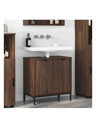Sonata H Шкаф за мивка в баня с врата Кафяв дъб 60.5 x 33.5 x 61 см