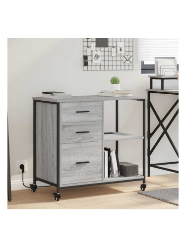 Sonata H Офис шкаф с колело Сив сонома 76 x 41 x 72 см Инженерно дърво