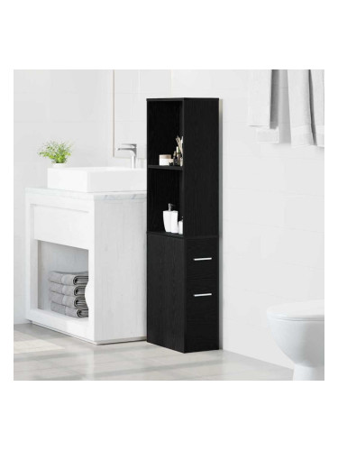 Sonata H Тесен шкаф за баня Черен дъб 22 x 41 x 135 см Инженерно дърво