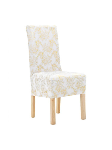 Sonata 6 бр калъфа за столове, еластични, бели със златен принт