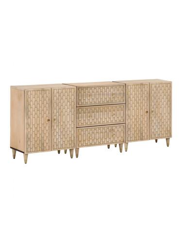 Sonata H Странични шкафове 3 бр 60x33x75 см манго масивно дърво