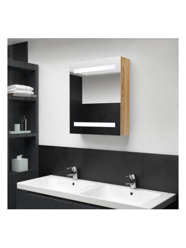Sonata H LED шкаф с огледало за баня, цвят дъб, 50x14x60 см