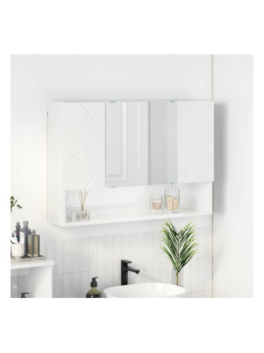 Sonata H Шкаф с огледало за баня Бяло Със Силен Гланц 80 x 17 x 55 см