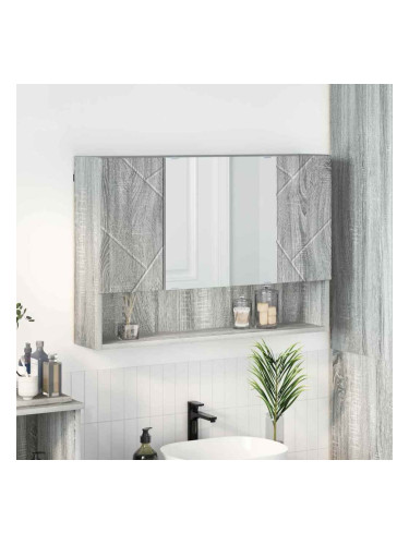 Sonata H Шкаф с огледало за баня с врата Сив сонома 80 x 17 x 55 см