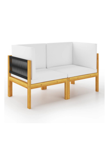 Sonata H Градинска пейка за 2 души с възглавници, дърво, акация и въже