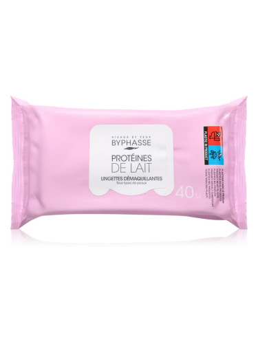 BYPHASSE Proteines De Lait кърпички за почистване на грим за лице 40 бр.
