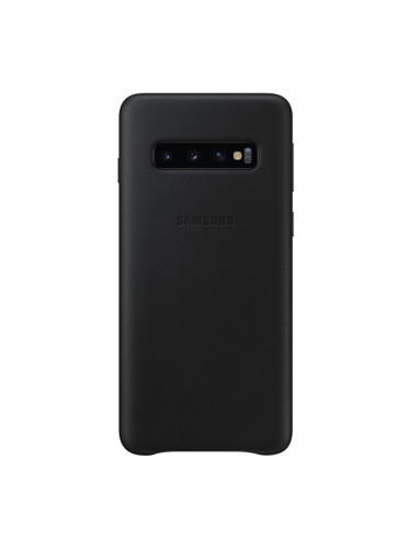 Оригинален гръб Leather Cover за Samsung Galaxy S10 Plus - Черен
