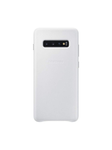 Оригинален гръб Leather Cover за Samsung Galaxy S10 - Бял
