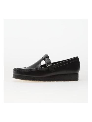 Clarks Originals Wallabee T Bar Blk HiShine Lea 6.5