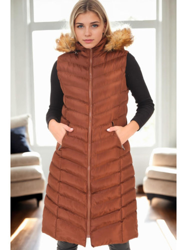 Z9684 DEWBERRY WOMEN'S VEST-LIGHT BROWN