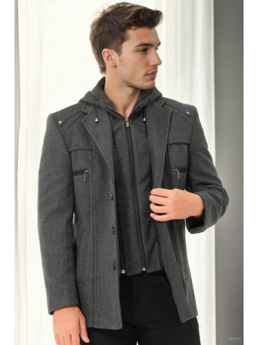 K9532 DEWBERRY MEN'S COAT-PLAIN ANTHRACITE