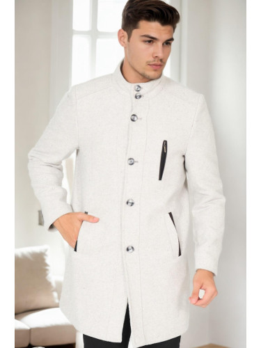 PLT9386 DEWBERRY MEN'S COAT-DIAGONAL GRAY-CREAM