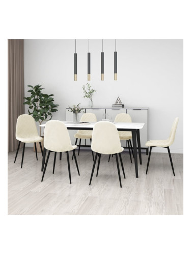 Sonata H Трапезни столове, 6 бр, кремавобели, кадифе