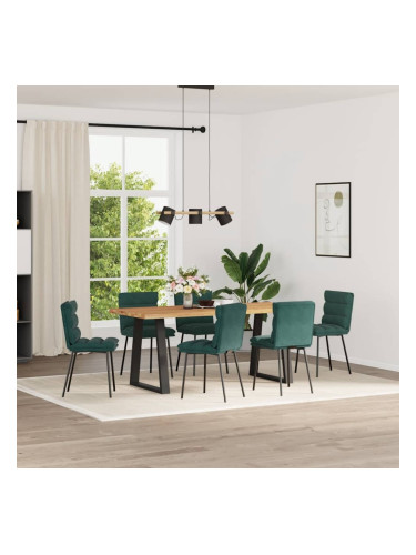 Sonata H Трапезни столове, 6 бр, тъмнозелени, кадифе