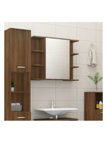 Sonata H Огледален шкаф за баня кафяв дъб 80x20,5x64 см инженерно дърво