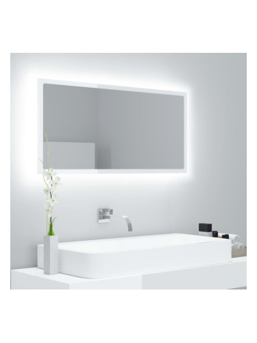 Sonata H LED огледало за баня, бял гланц, 90x8,5x37 см, акрил