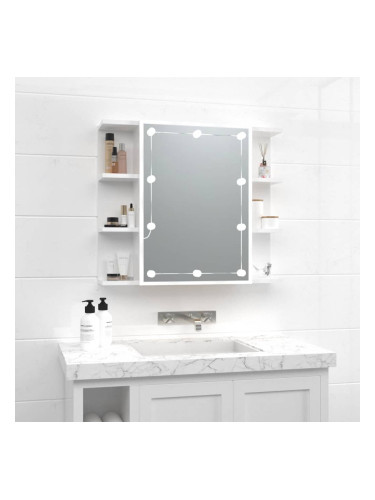 Sonata H Огледален шкаф с LED, бял гланц, 70x16,5x60 см