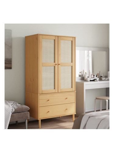 Sonata H Гардероб SENJA ратанова визия кафяв 90x55x175 см бор масив