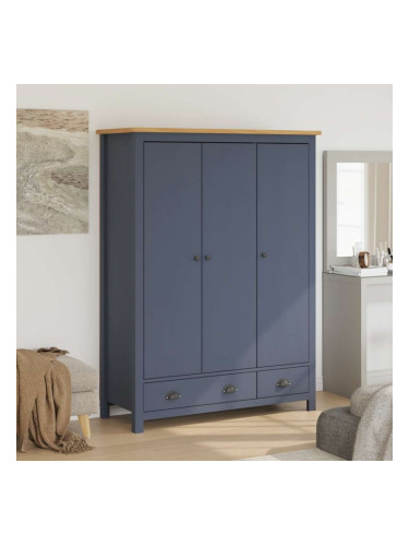 Sonata H Гардероб с 3 врати Hill сив 127x50x170 см борово дърво масив