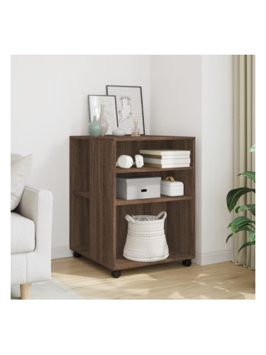 Sonata H Странична маса с колела кафяв дъб 55x60x78 см инженерно дърво