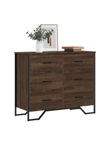Sonata H Скрин с чекмеджета кафяв дъб 91x35,5x74,5 см инженерно дърво