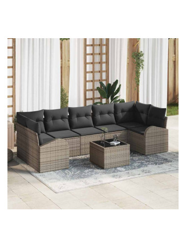 Sonata H Градински Софа Комплект 8 pcs Сив 55 x 55 x 37 см полиратан