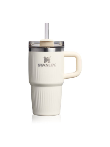 Stanley Quencher H2.O FlowState™ Fluted Tumbler неръждаема термочаша със сламка малък Cream Gloss 600 мл.