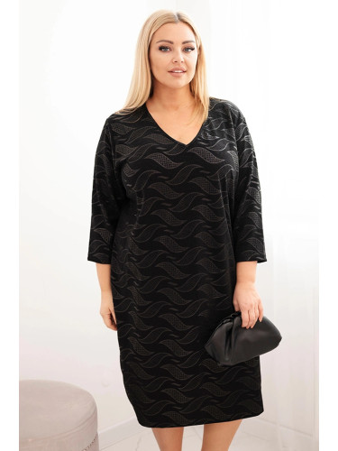 Kesi Plus Size women's georgette dress with a V-neck black
