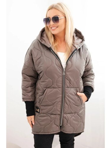 Kesi Włoski Plus Size women's quilted jacket with a hood fango