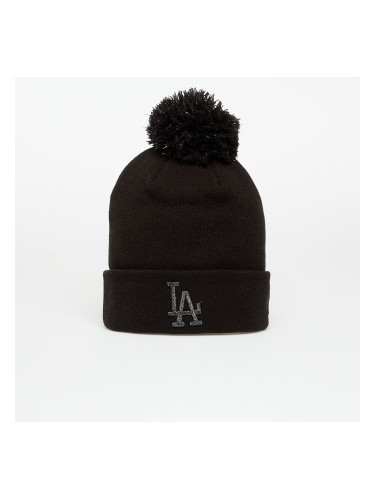 Шапка New Era Knit Medium Wmns MLB Metallic Bobble Beanie Los Angeles Dodgers Black Universal