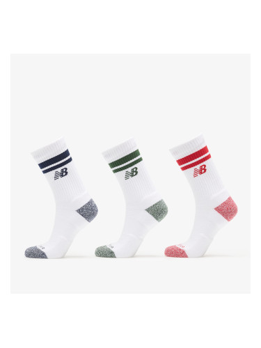 Чорапи New Balance Active Lifestyle Striped Crew Socks 3-Pack White S