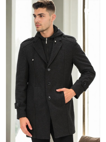 PLT9334 DEWBERRY MEN'S COAT-PATTERNED ANTHRACITE