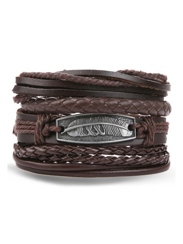 Комплект от 4 мъжки гривни от кожа "Амулет за щастие за него" 11