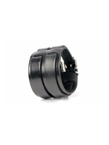 Мъжка гривна от естествена кожа и елементи от стомана - Амулет за здраве за него 4