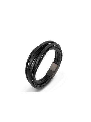 Луксозна мъжка гривна от естествена кожа и елементи от стомана - Силата в мен 3