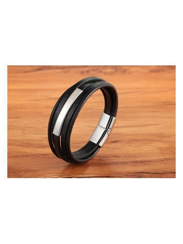 Луксозна мъжка гривна от естествена кожа и елементи от стомана - Силата в мен 6