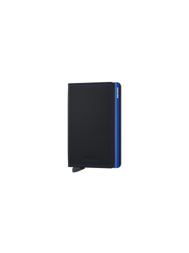 Secrid Slimwallet Matte Black & Blue Unisex - Портфейли Secrid - Черен - SM-Black-Blue-One-size - Size: One size