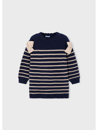 Детска плетена рокля на райета с панделки Mayoral