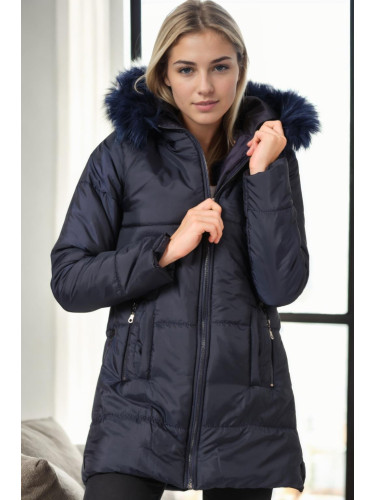 Z9668 DEWBERRY WOMEN'S COAT-NAVY BLUE