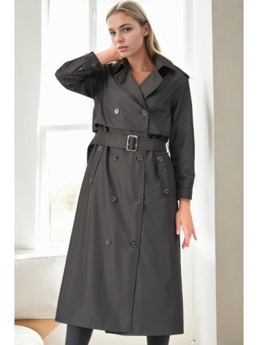 Z9674 DEWBERRY WOMEN'S TRENCH COAT-BLACK