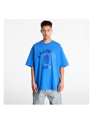 Тениска A BATHING APE Garment Dye College Relaxed Fit Tee Blue XL