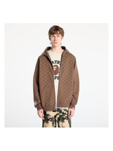 Суитшърт A BATHING APE College Monogram Relaxed Fit Shark Full Zip Hoodie UNISEX Brown L