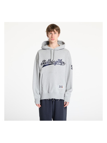 Суитшърт A BATHING APE Baseball Logo Relaxed Fit Pullover Hoodie UNISEX Gray L
