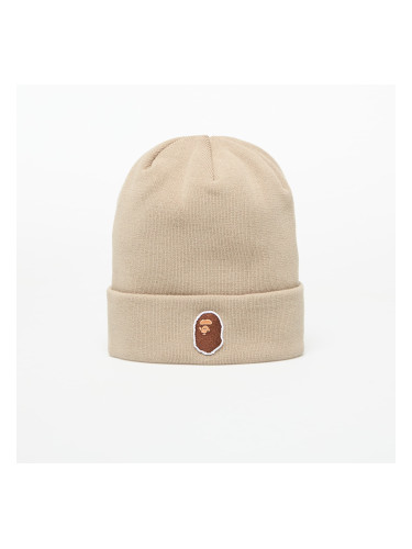 Шапка A BATHING APE One Point Ape Head Knit Cap Beige Universal