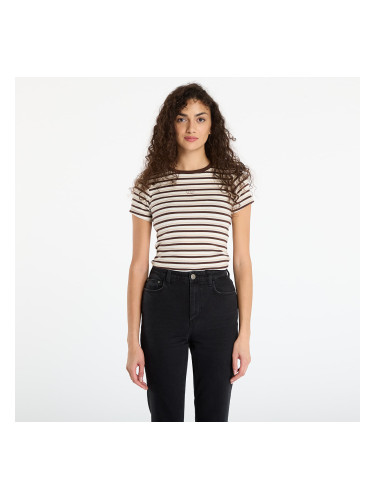Тениска Guess Jeans Ss Cn Stripe Embr Beige/ Brown M