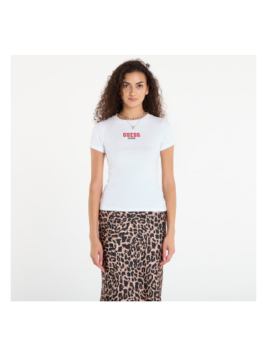 Тениска Guess Jeans Ss Cn Slim Rib Em White L
