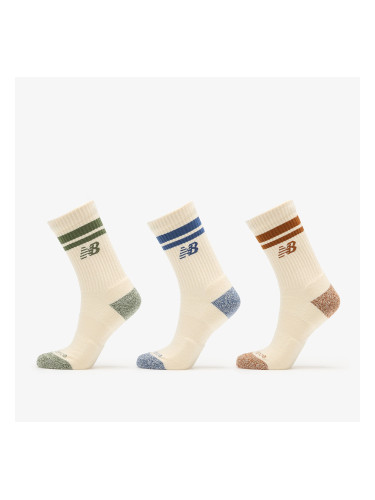 New Balance Active Lifestyle Striped Crew Socks 3-Pack Beige XL