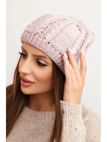 Kesi Women's winter wool hat with braided pattern K452 purple