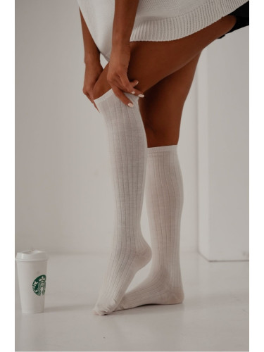 Milena Вълнени до коляното чорапи Мерино Екрю